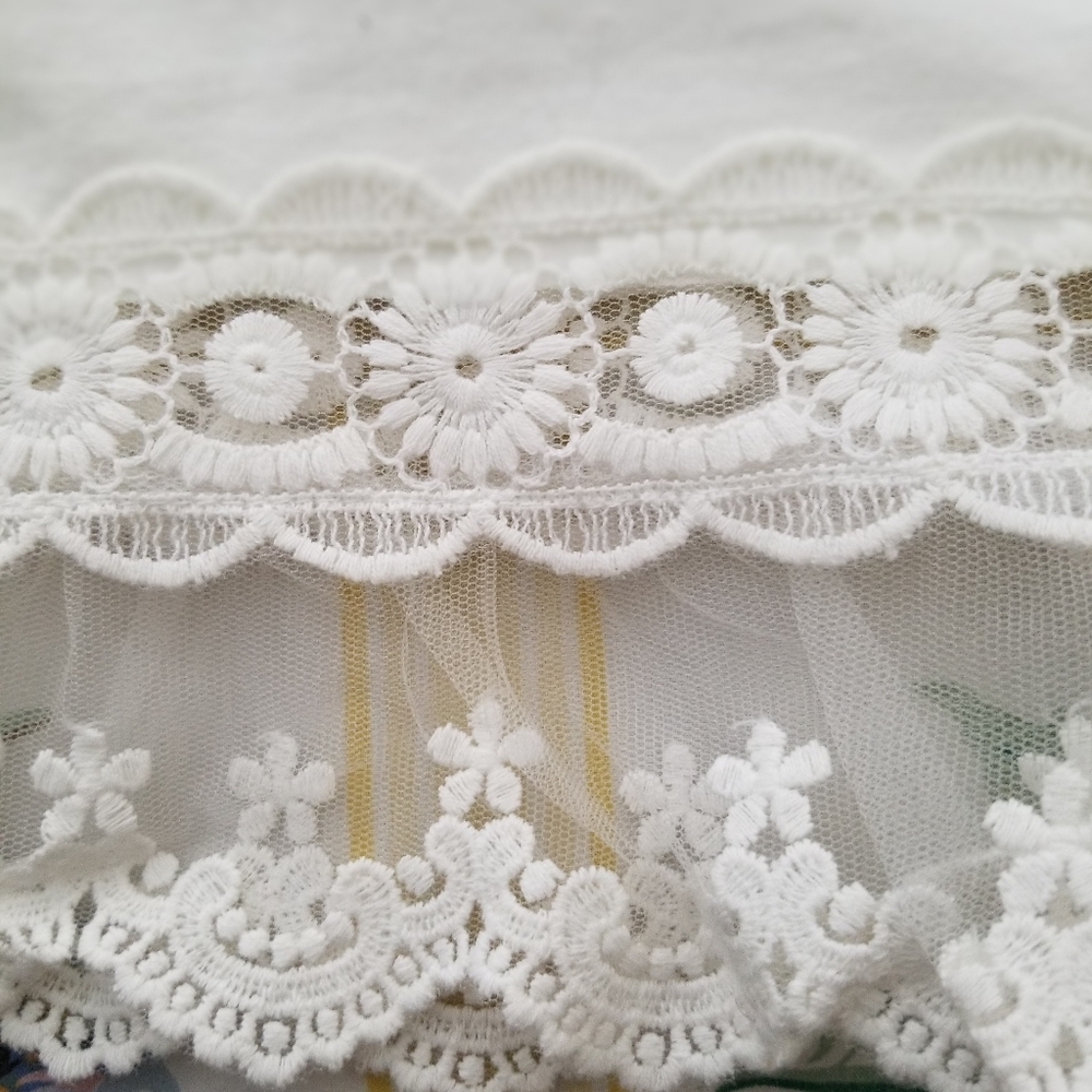 Vintage NWT Poof Apparel Off White Summer Top with Lace